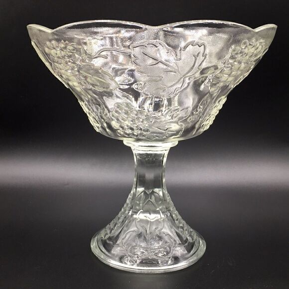 Colony Harvest Clear Pressed Glass Round Compote Dish Pedestal Bowl - Picture 1 of 16